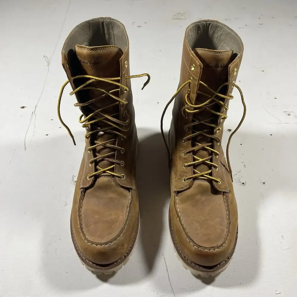 Eddie Bauer K-Series Moc Toe Leather Work Boots Mens 13 Brown Lug Sole
